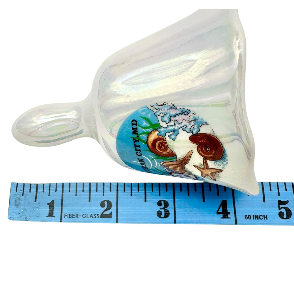 Ocean City Maryland Souvenir Iridescent Ceramic Bell Seashell 4.5" Coastal Decor