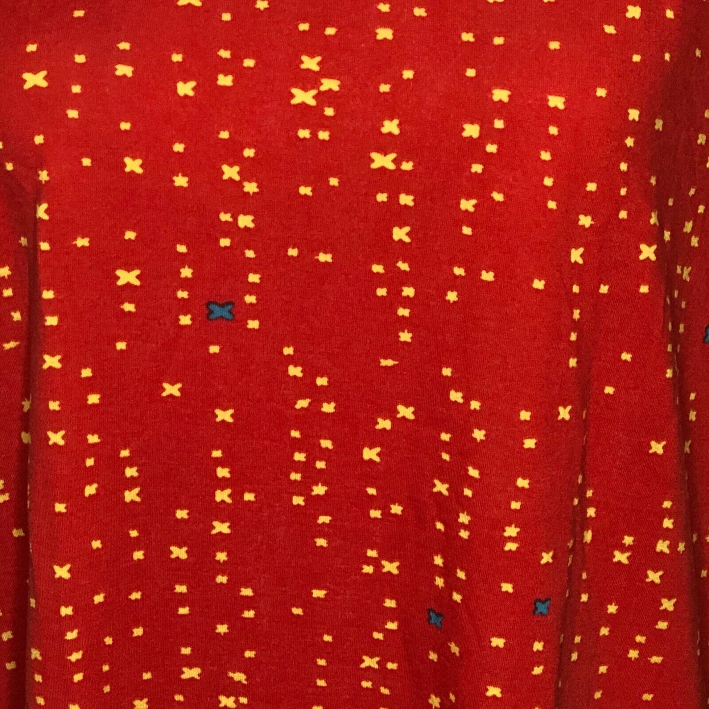 LuLaRoe RETIRED Irma Women's XS Red with Yellow Xs mid-length sleeves NWT