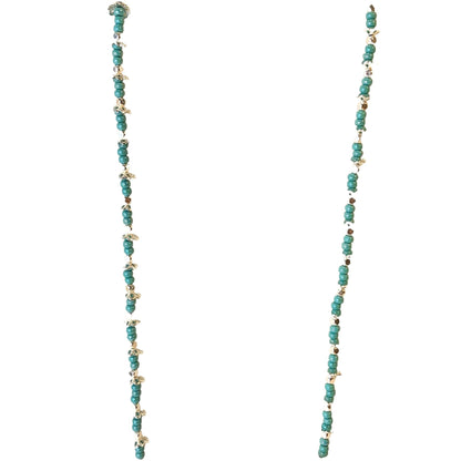 Handcrafted Bead Necklace Teal & Silver Beads Simple Classic Long Beautiful NEW