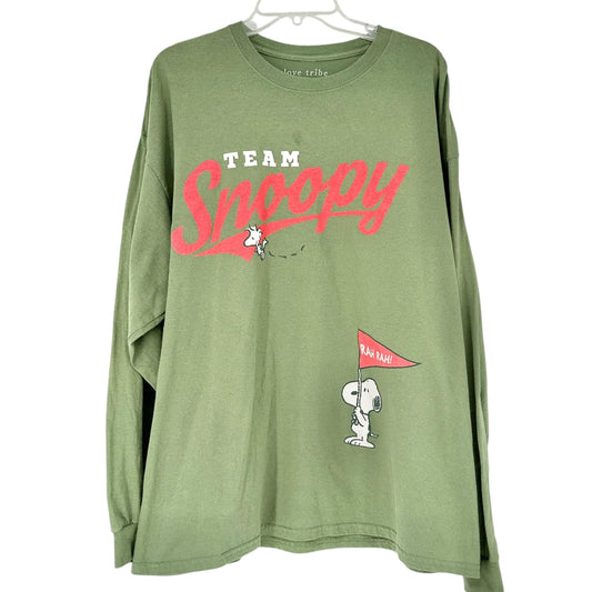 Love Tribe "Team Snoopy" T-Shirt Unisex 3XL Olive Green Long Sleeve Cotton