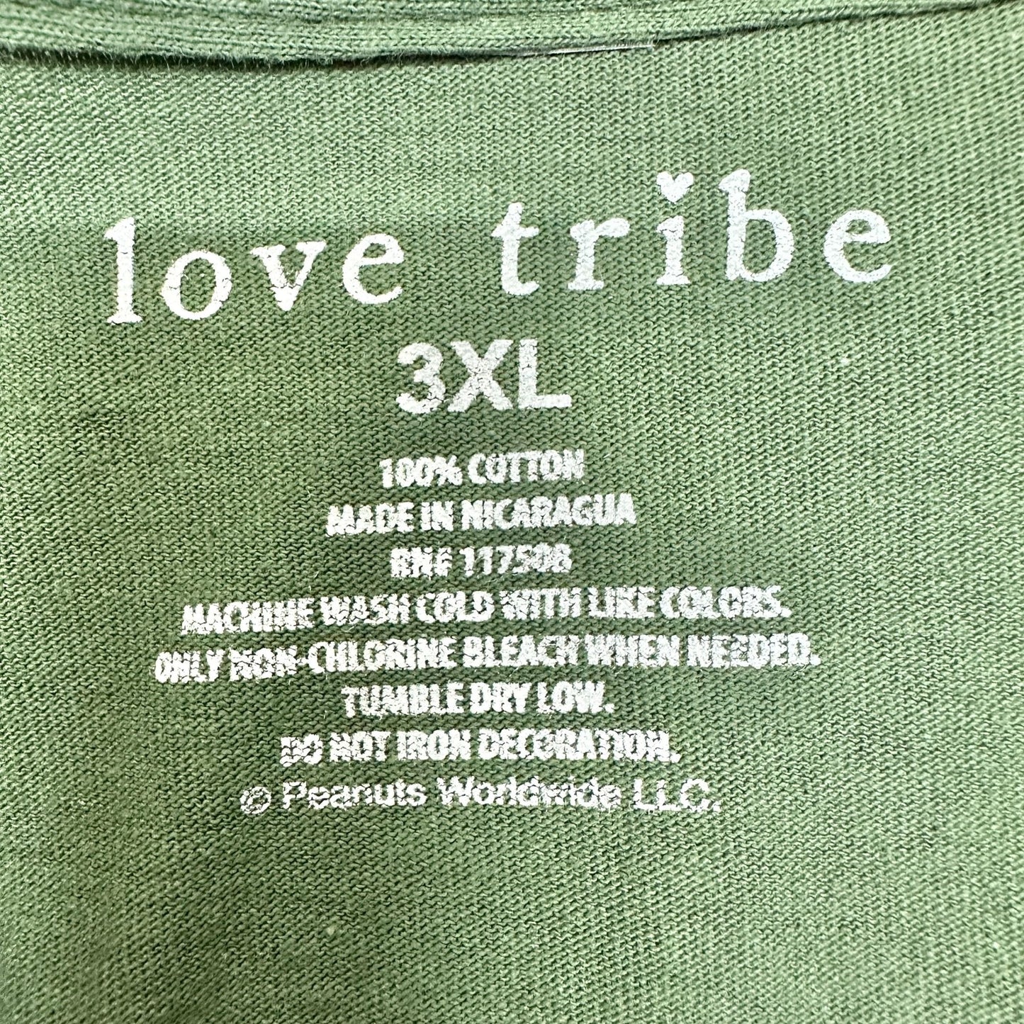 Love Tribe "Team Snoopy" T-Shirt Unisex 3XL Olive Green Long Sleeve Cotton