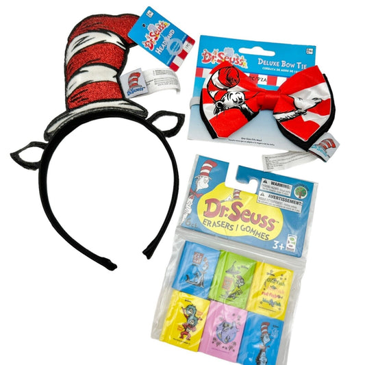 Dr. Seuss Headband Deluxe Bow Tie Erasers Age 4+ NEW