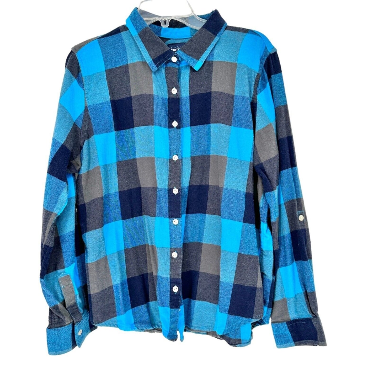 Basic Editions Set of 2 Flannel Shirts Men's XL Red and Blue Button Front LS
