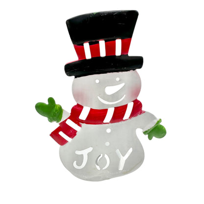 Snowman Joy Metal Tealight Candle Holder 7" Tall