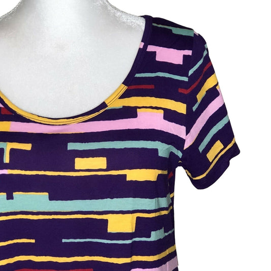 LuLaRoe Classic T Women's Top Small Purple and Multicolored Stripes NWT