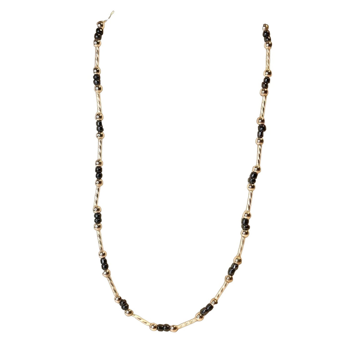 Handcrafted Beaded Necklace Alternating Silver & Pewter Bead Elegant Jewelry NEW
