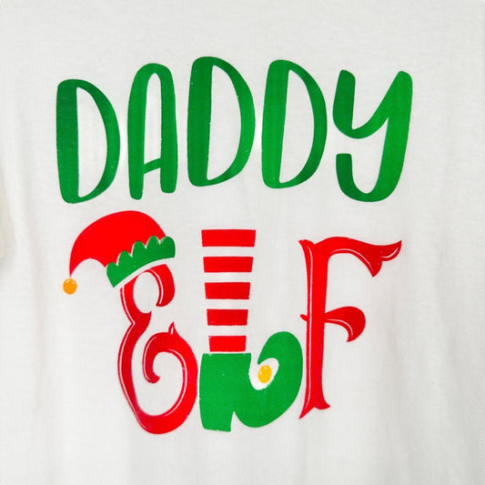 Delta Pro Weight T-shirt Medium White Daddy Elf Christmas Short Sleeve NEW