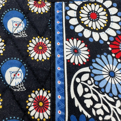 Vera Bradley Night Owl Make Up Bag 9 x 3.5 x 2 Black Blue Red EUC