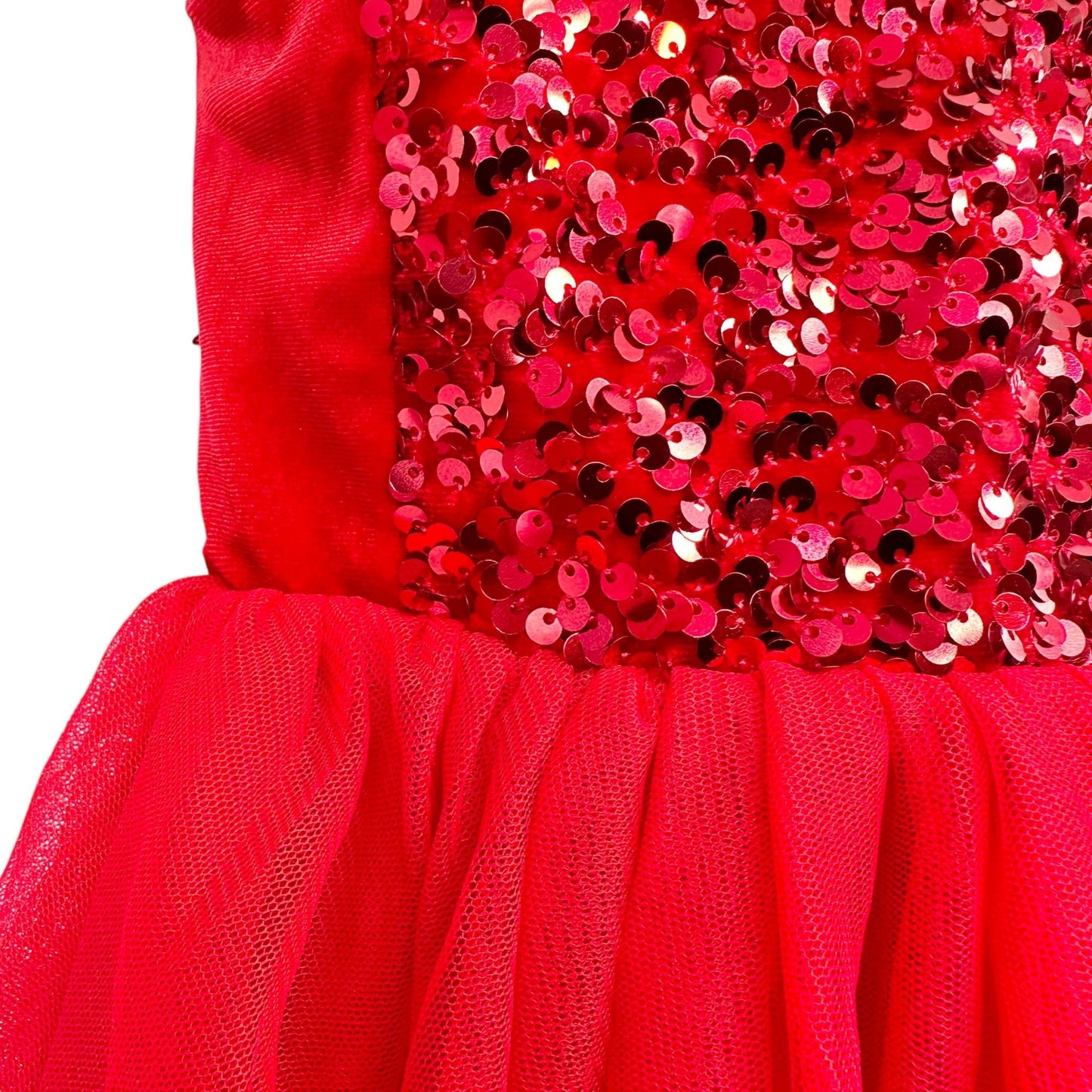 Cat & Jack Dress Girls XS 4/5 Red Sequined Tulle Sleeveless Full Length