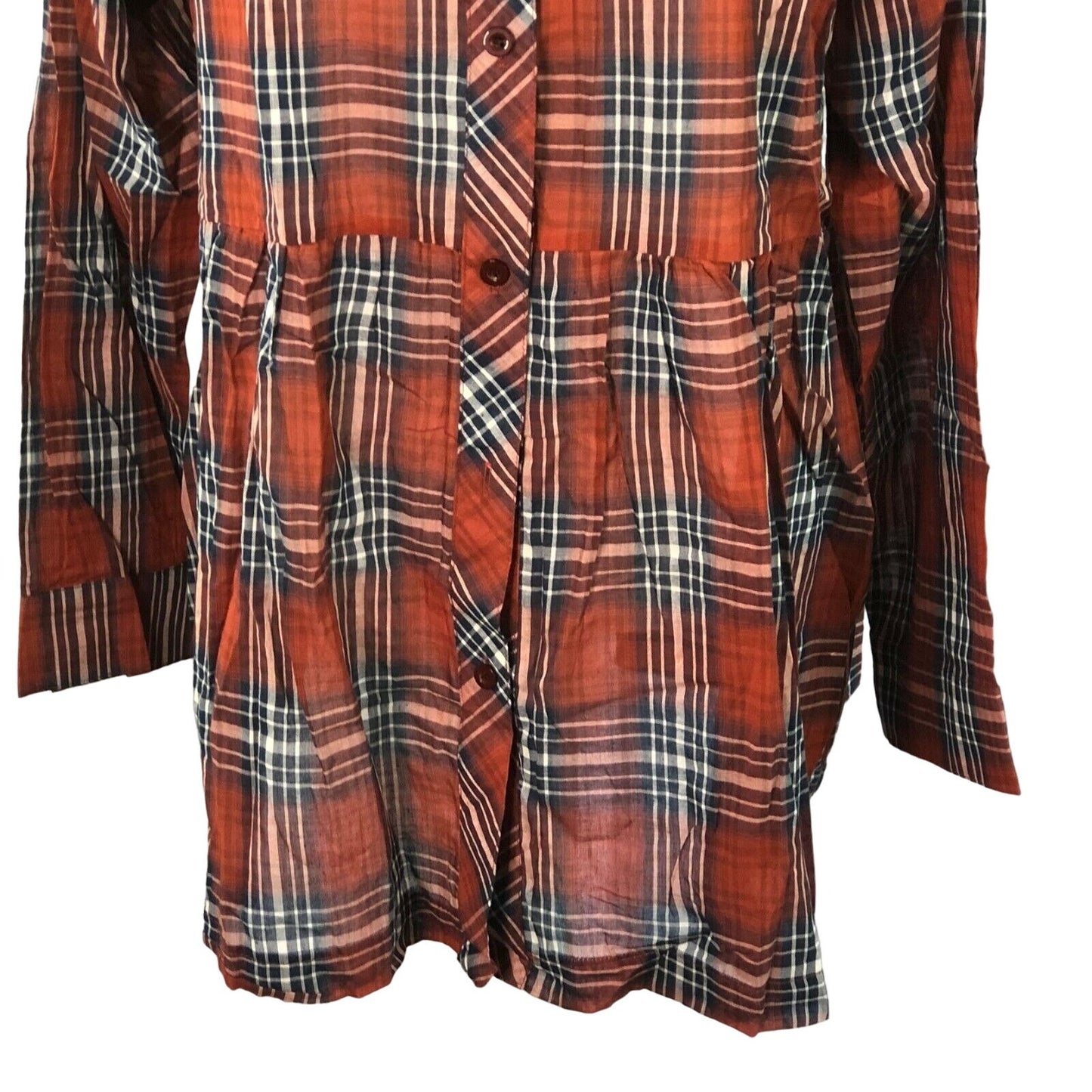 Weekender Suzanne Betro Womens 2X Button Back Hi Lo Red Plaid Top NWT