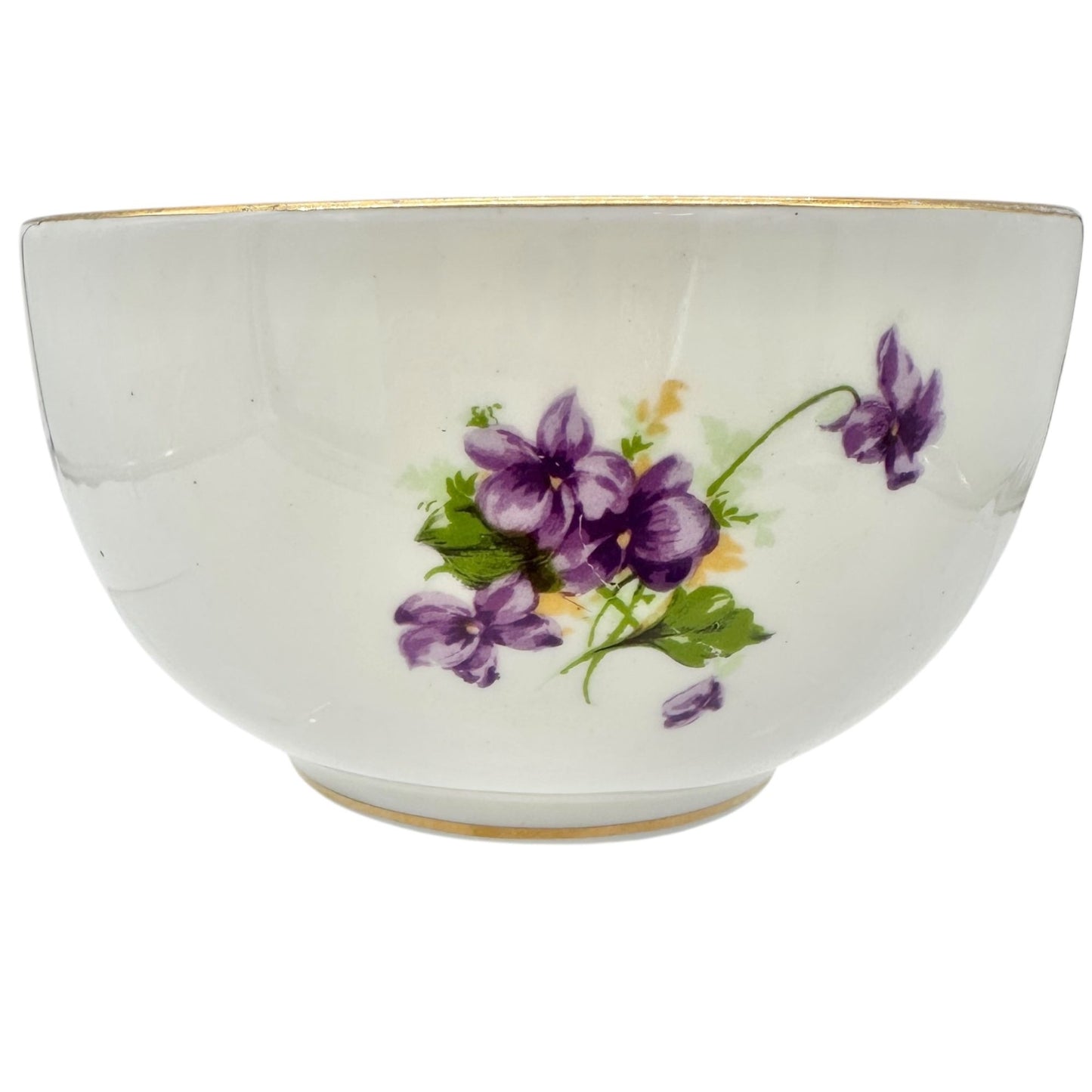 Duchess Bone China Tea Set 2 Teacups 5 Square and 4 Round Saucers 1 Bowl Purple