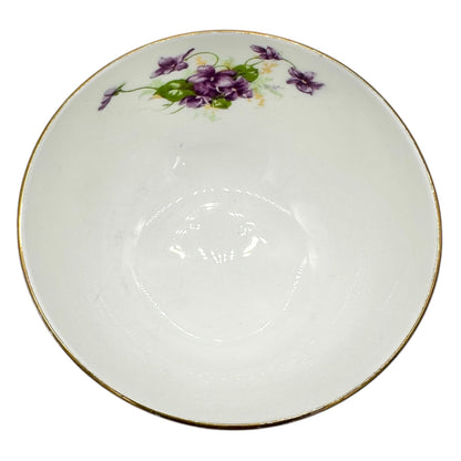 Duchess Bone China Tea Set 2 Teacups 5 Square and 4 Round Saucers 1 Bowl Purple