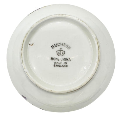 Duchess Bone China Tea Set 2 Teacups 5 Square and 4 Round Saucers 1 Bowl Purple