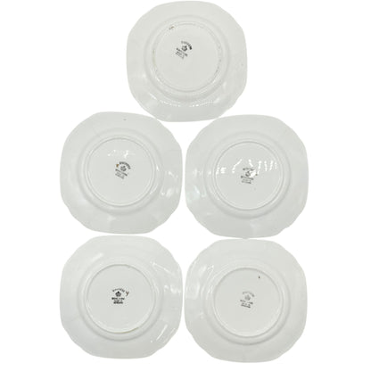 Duchess Bone China Tea Set 2 Teacups 5 Square and 4 Round Saucers 1 Bowl Purple