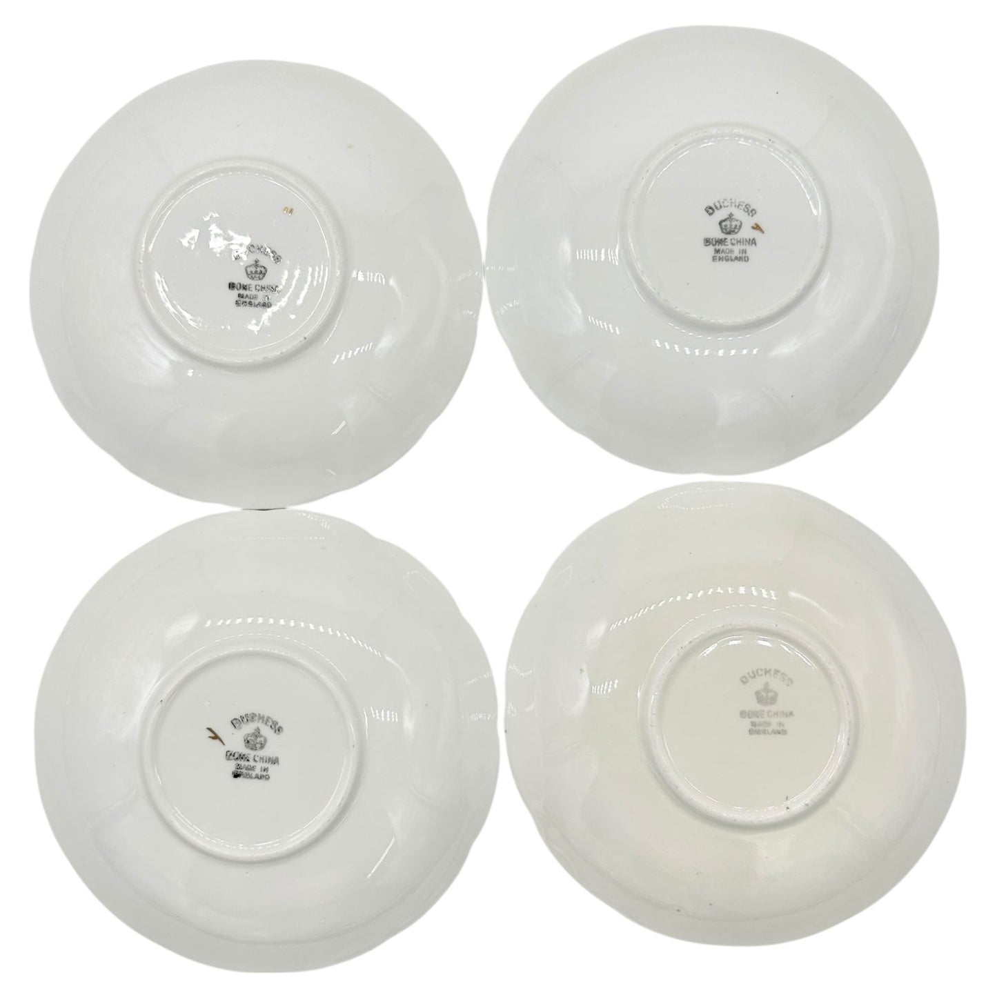 Duchess Bone China Tea Set 2 Teacups 5 Square and 4 Round Saucers 1 Bowl Purple