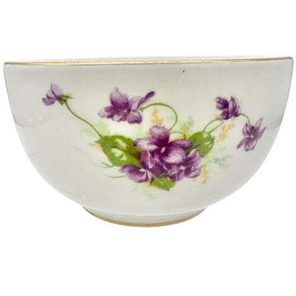 Duchess Bone China Tea Set 2 Teacups 5 Square and 4 Round Saucers 1 Bowl Purple