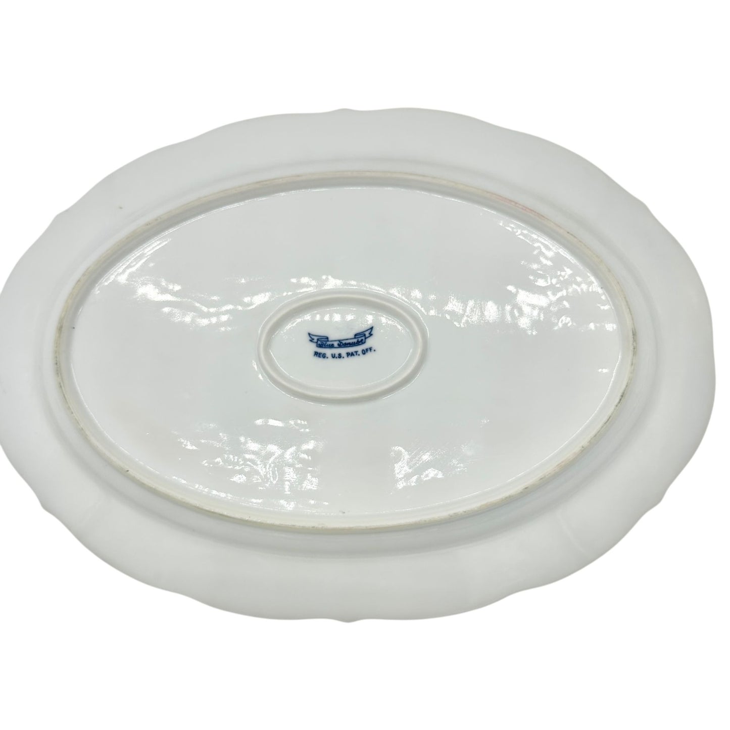 Blue Danube Oval Serving Platter 14x10 White Blue Floral Pattern Porcelain Dish