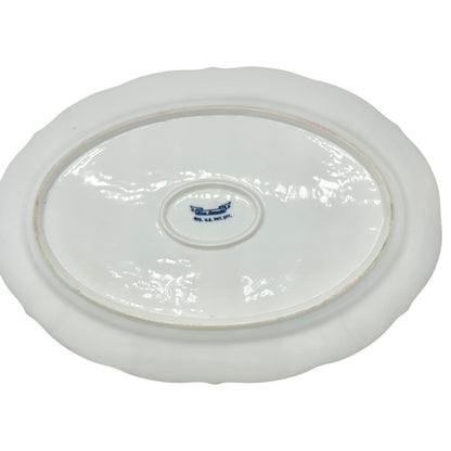 Blue Danube Oval Serving Platter 14x10 White Blue Floral Pattern Porcelain Dish