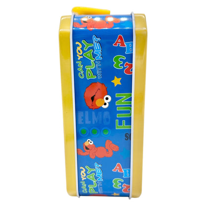 Sesame Street Elmo Metal Lunch Box Fun Colors Blue Red Yellow Kid Collectible
