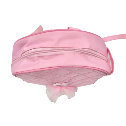 Kids Backpack Pink Quilted Ballet Theme with Tutu Adjustable Straps 12"x9.5"x3"