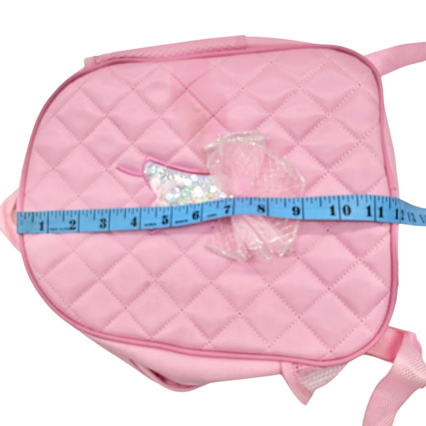 Kids Backpack Pink Quilted Ballet Theme with Tutu Adjustable Straps 12"x9.5"x3"