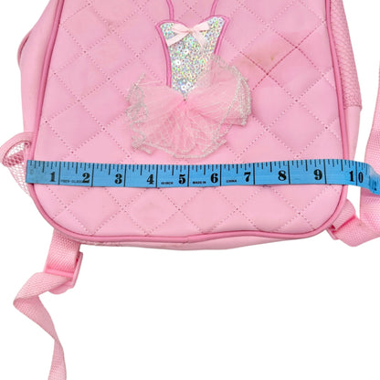 Kids Backpack Pink Quilted Ballet Theme with Tutu Adjustable Straps 12"x9.5"x3"