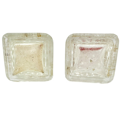 Vintage Glass Salt and Pepper Shakers Red Tops Diamond Pattern Retro Kitchen