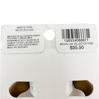 Chicos Link Collection Hoop Brown Nickel-Free Earrings Lightweight NEW