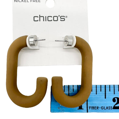 Chicos Link Collection Hoop Brown Nickel-Free Earrings Lightweight NEW