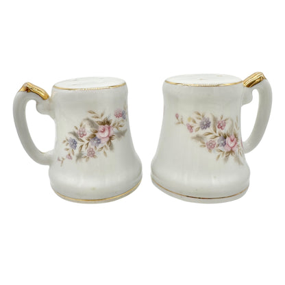 Vtg Lefton China Floral Salt and Pepper Shakers Hand-Painted Gold Trim Japan