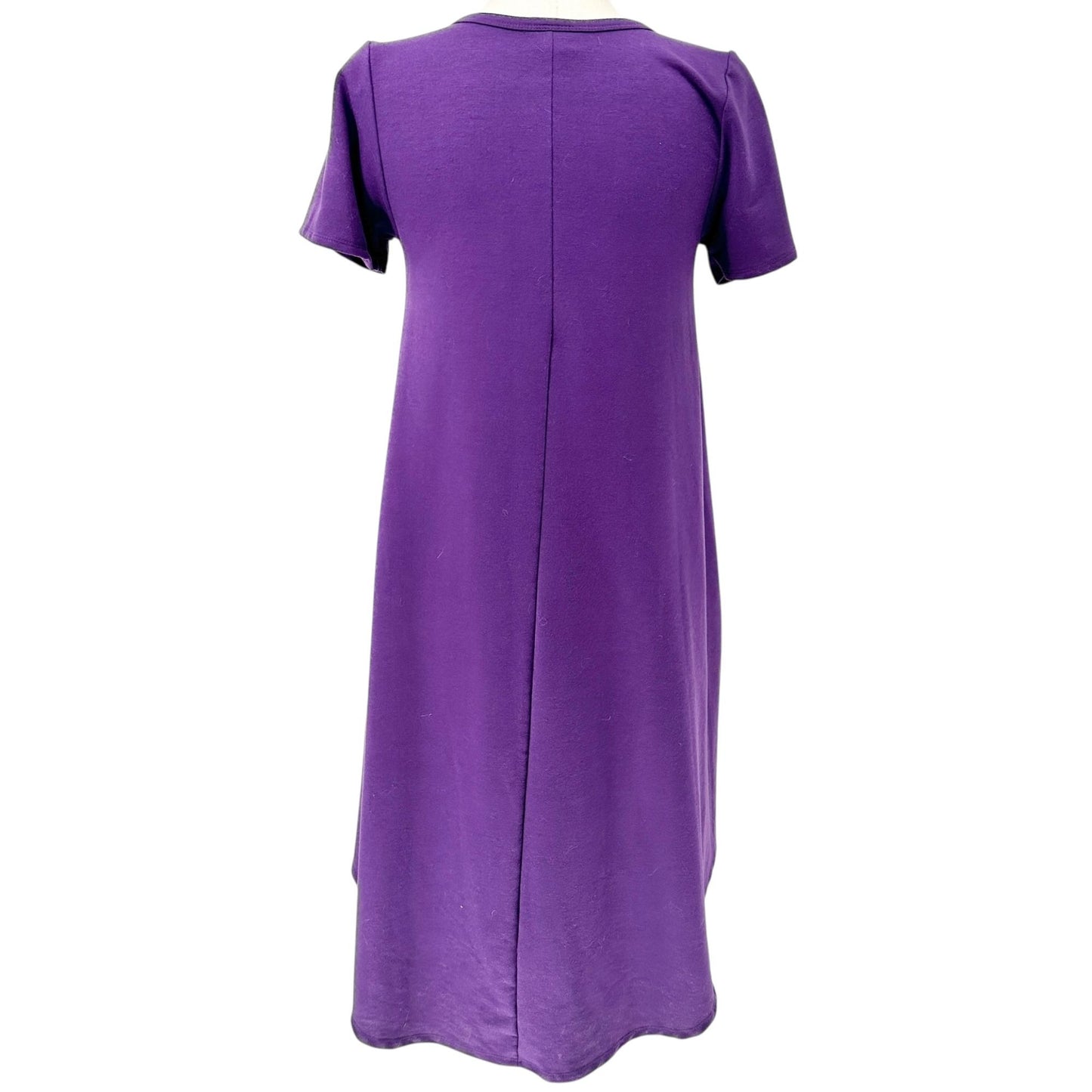 LuLaRoe Carly Dress Womens M Purple Short Sleeve Relaxed Fit With Pocket Comfy