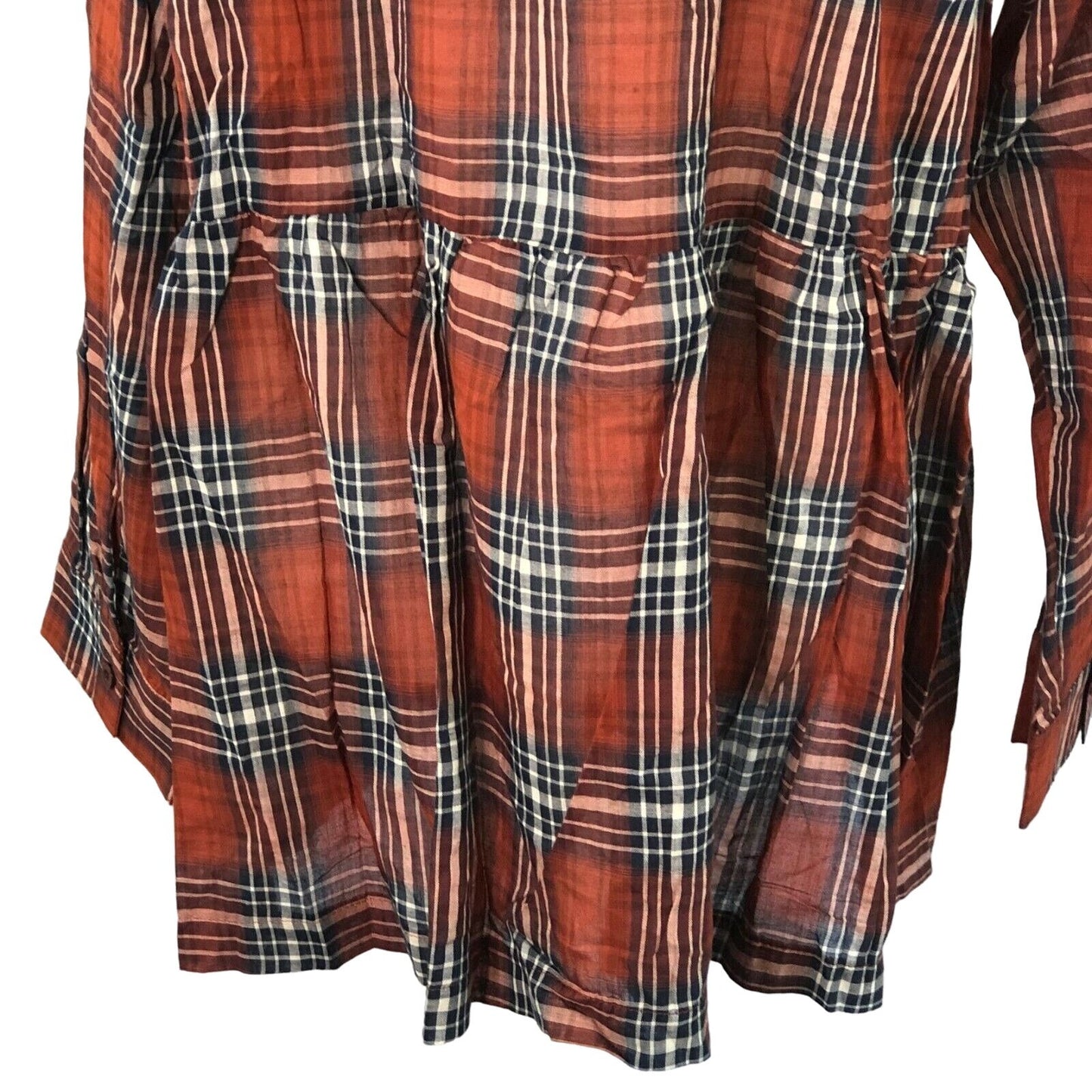 Weekender Suzanne Betro Womens 2X Button Back Hi Lo Red Plaid Top NWT