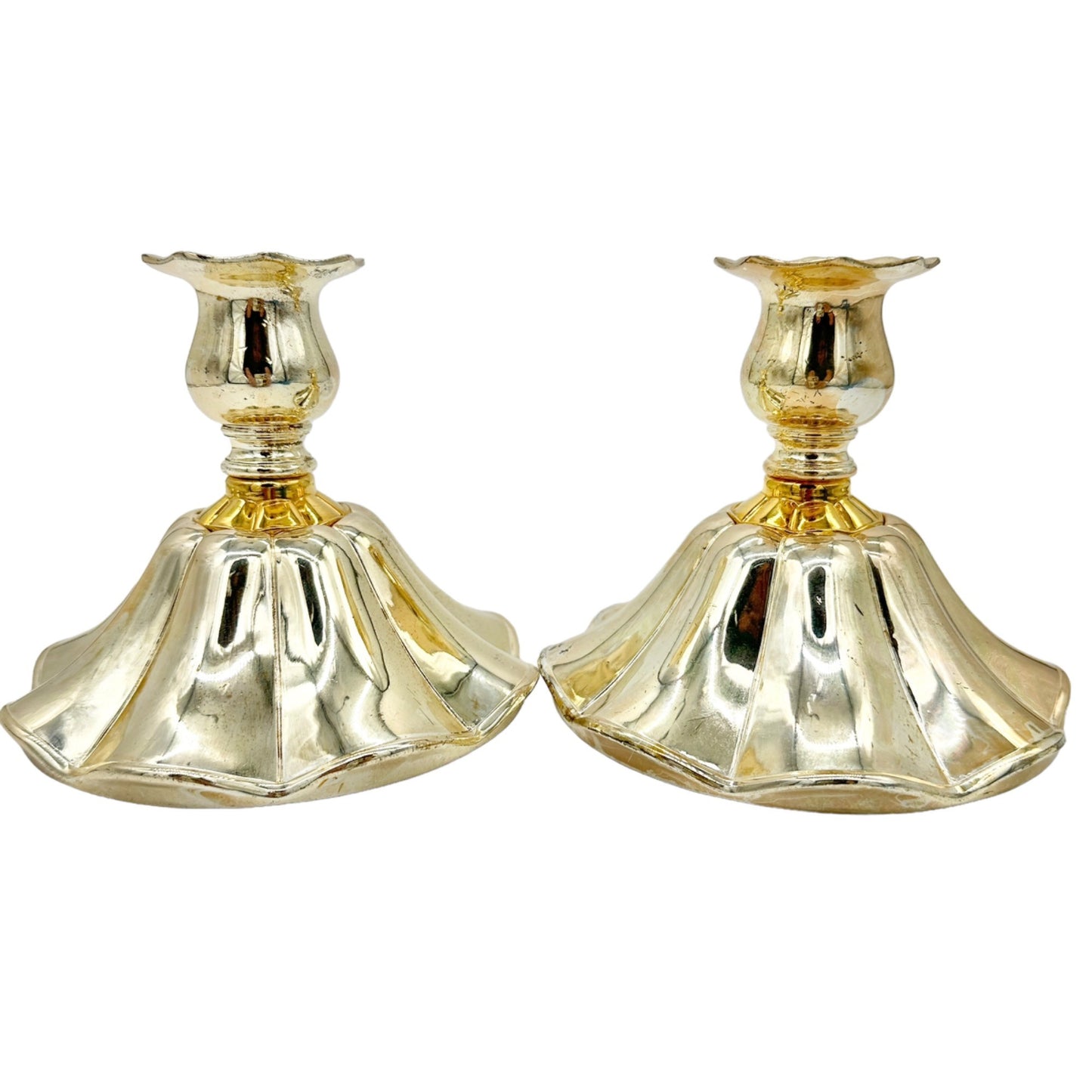 Set of 2 Vintage Taper Candle Holders 5.5 inch Goldtone