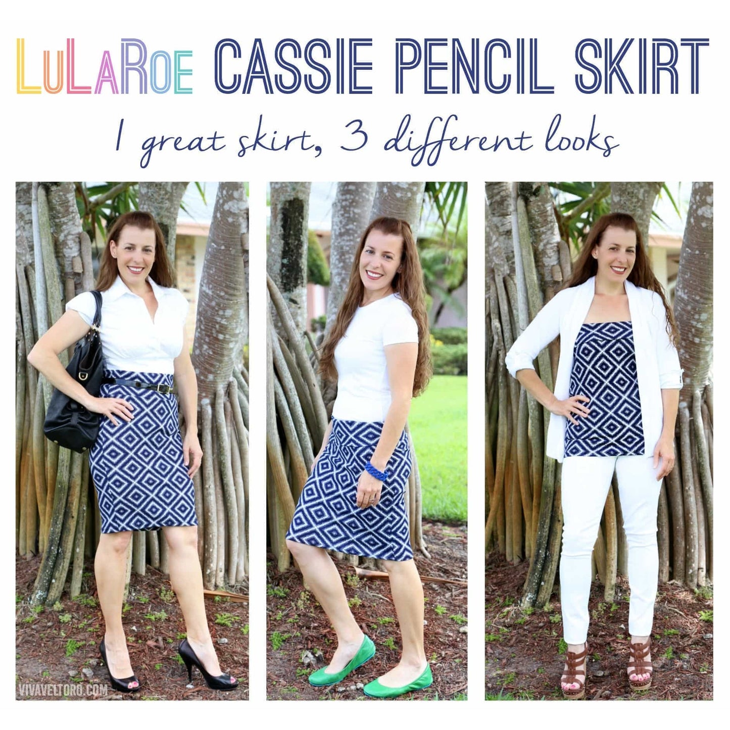 LuLaRoe Cassie Skirt Womens XS Blue and Teal Colorblock Pencil NWT