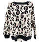 Evri Leopard Print Sweater Womens 2X Black Pink Beige Patterned Knit Crew Neck