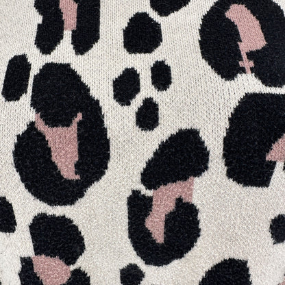 Evri Leopard Print Sweater Womens 2X Black Pink Beige Patterned Knit Crew Neck