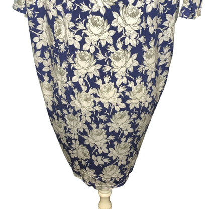 LuLaRoe RETIRED Irma Women's XS Blue with White Flowers  mid-length sleeves NWT
