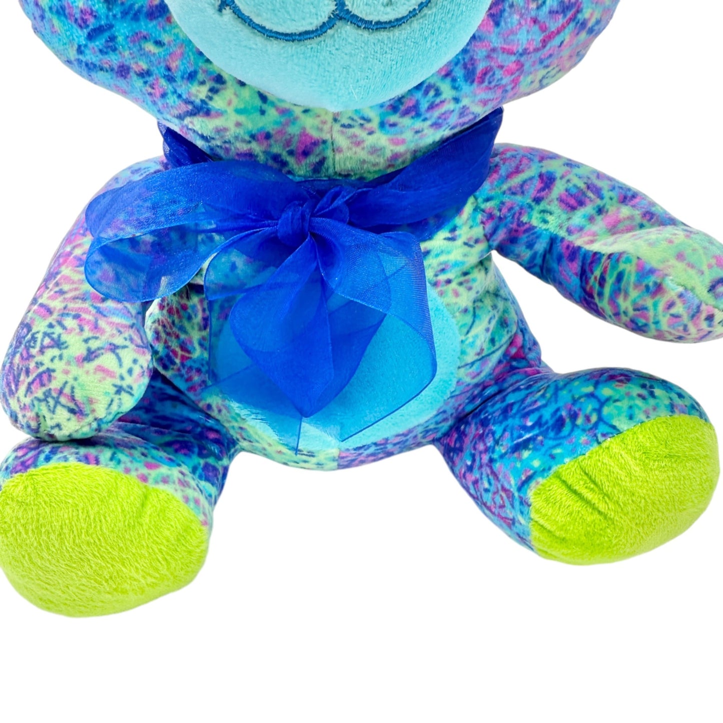 Fiesta Sitting Scribble Plush Bear Toy Blue Yellow Green Age 3+  11x10x7