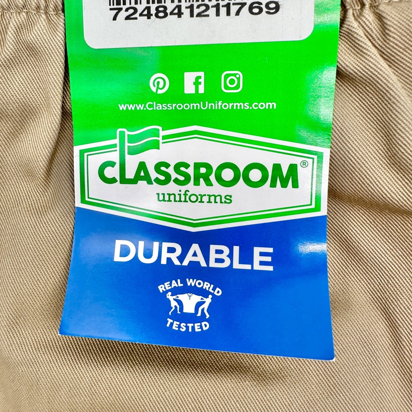 Classroom Uniforms Shorts Unisec Kids Size 8 Khaki Durable Pull-On 4 PAIRS NWT