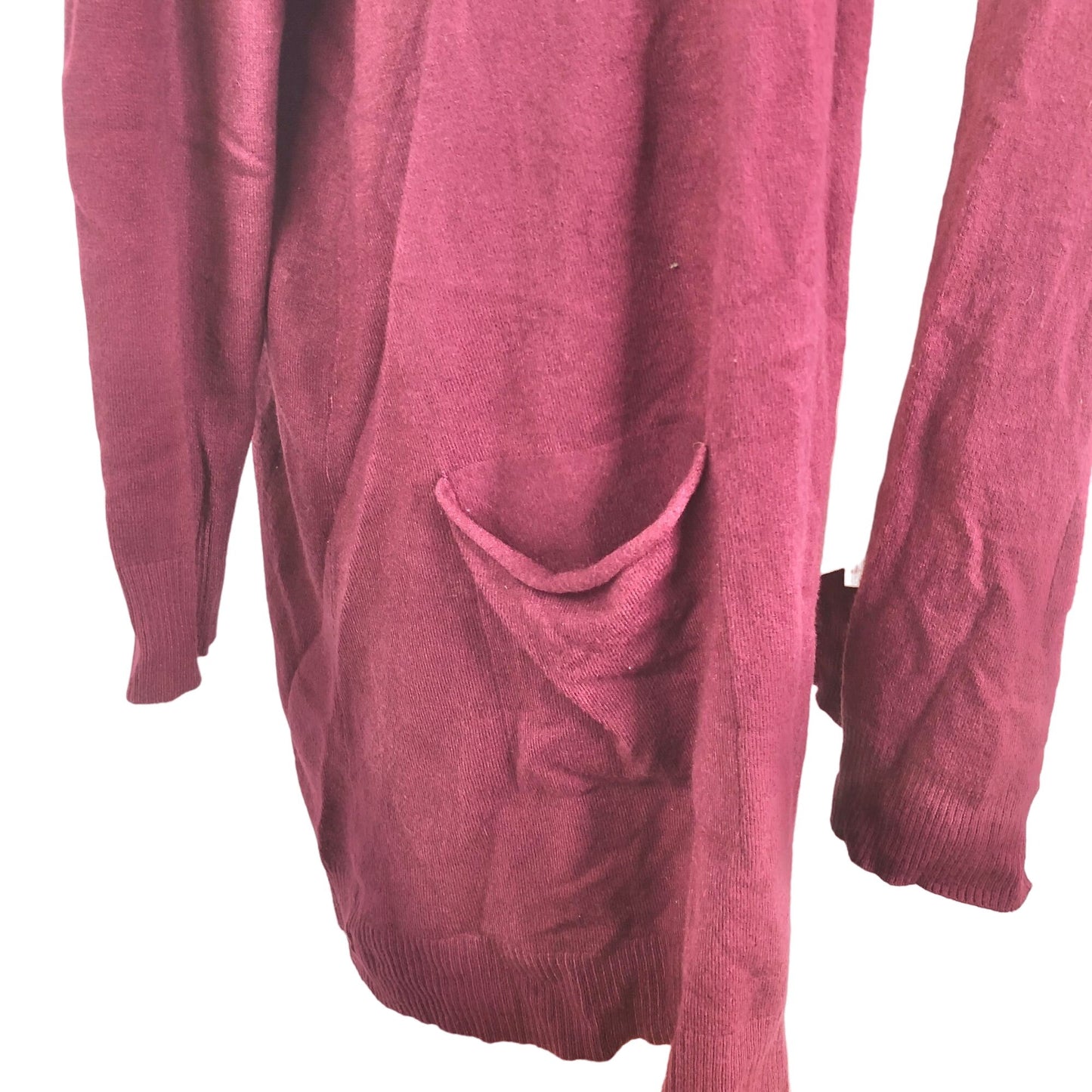 Evolution Women's 2X Burgundy Open Front Sweater Pockets Long Sleeve