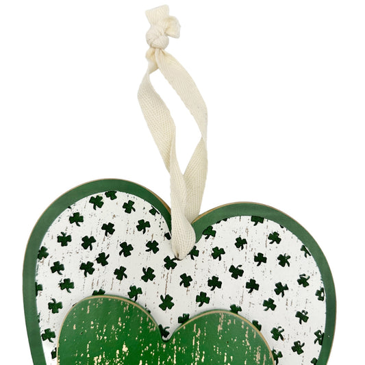 Primitives By Kathy St. Patrick's Day Hanging Wood Shamrock Decor Sign Green