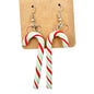 Earrings Pierced Candy Canes 3 inch Drop Red White Green NIP