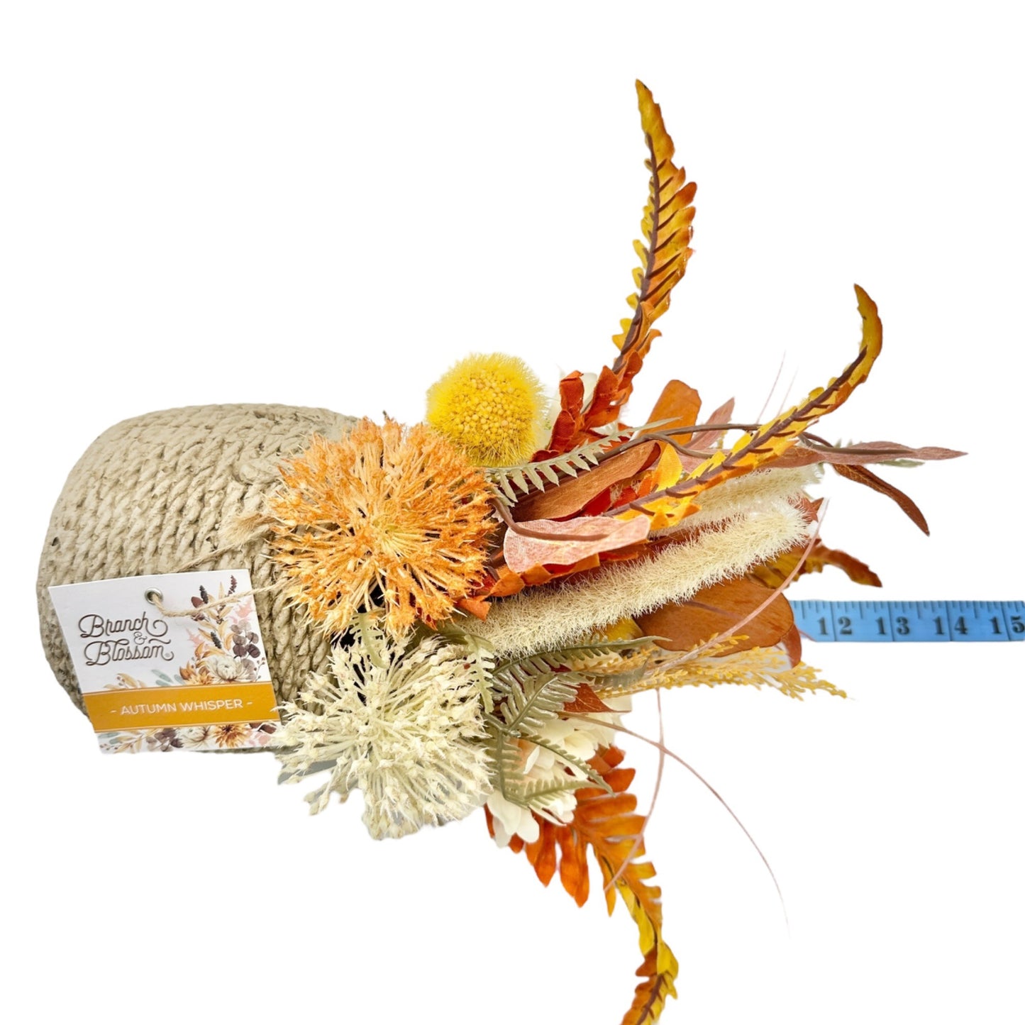 Autumn Whisper Faux Floral Arrangement Textured Rope Basket By Branch & Blossom