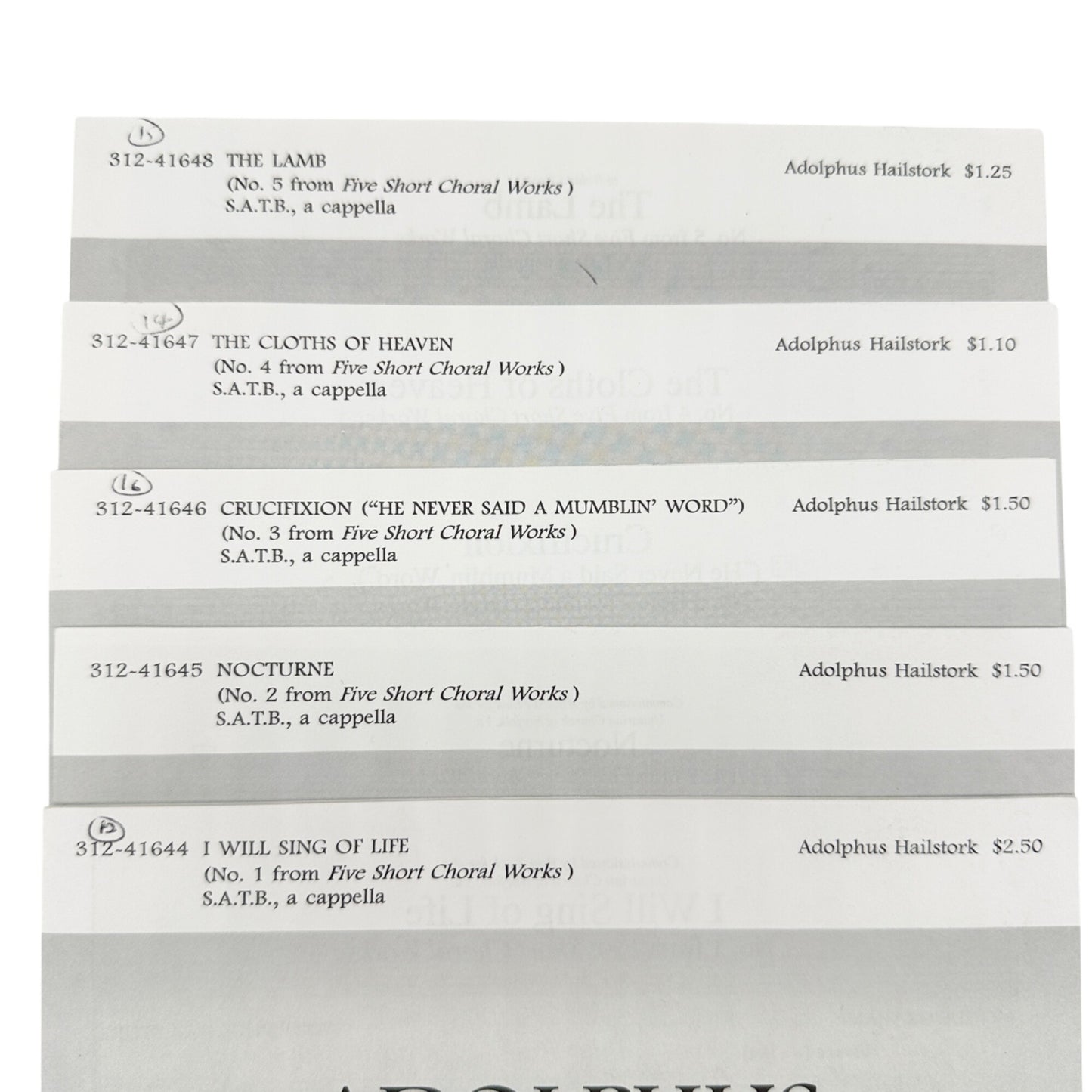Adolphus Hailstork Five Short Choral Works SATB A Cappella Sheet Music Bundle