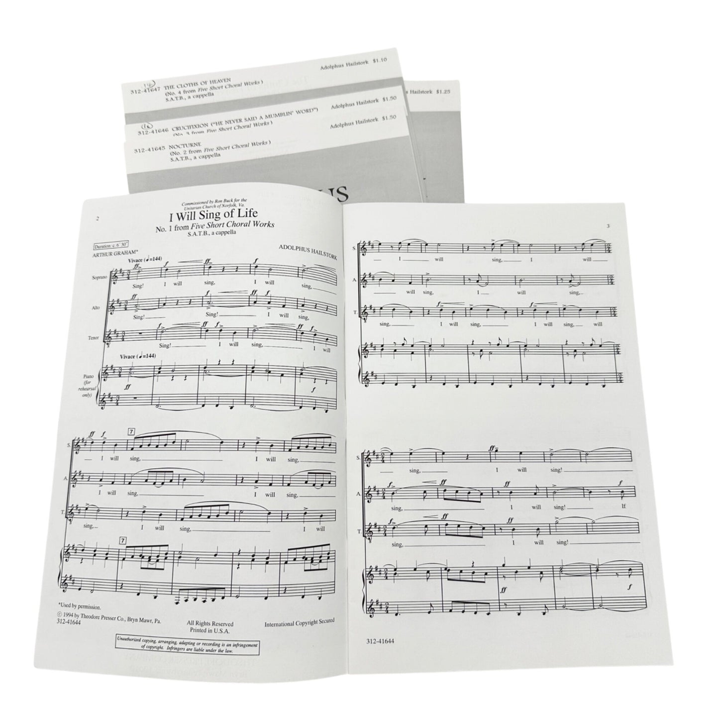 Adolphus Hailstork Five Short Choral Works SATB A Cappella Sheet Music Bundle