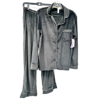 Joyspun Pajama Set Womens S (4-6) Soft Black Velvet Button-up Shirt with Pants