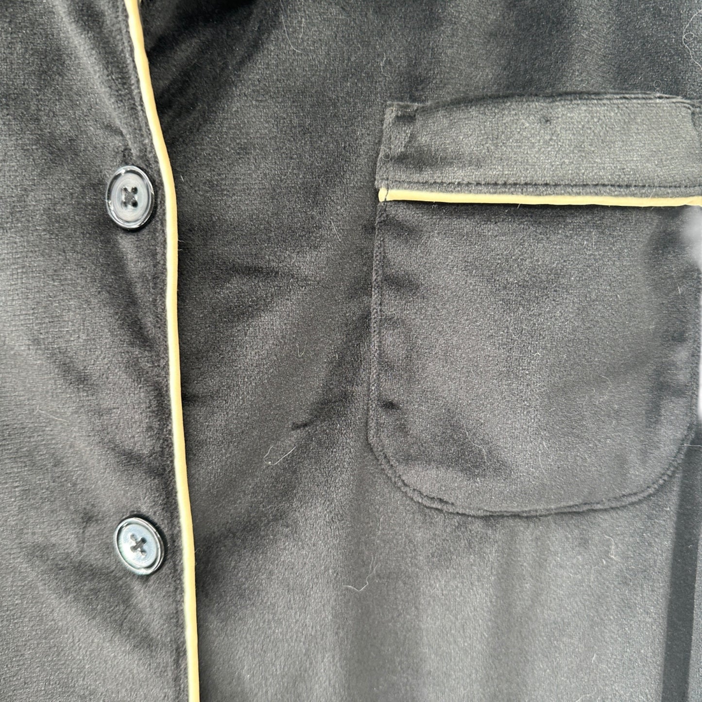 Joyspun Pajama Set Womens S (4-6) Soft Black Velvet Button-up Shirt with Pants