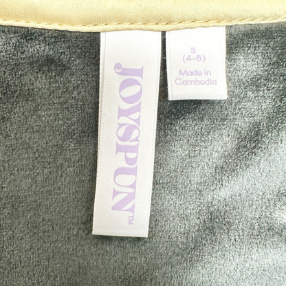 Joyspun Pajama Set Womens S (4-6) Soft Black Velvet Button-up Shirt with Pants