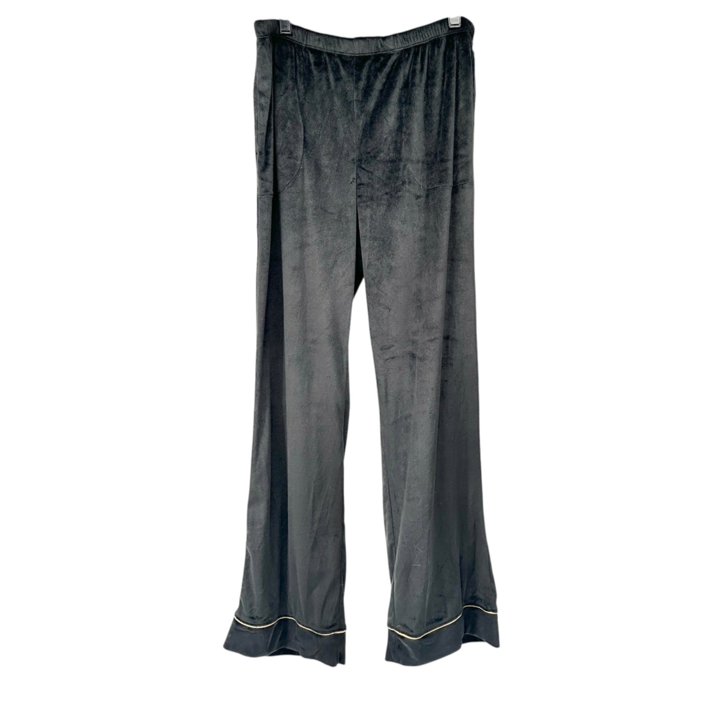 Joyspun Pajama Set Womens S (4-6) Soft Black Velvet Button-up Shirt with Pants