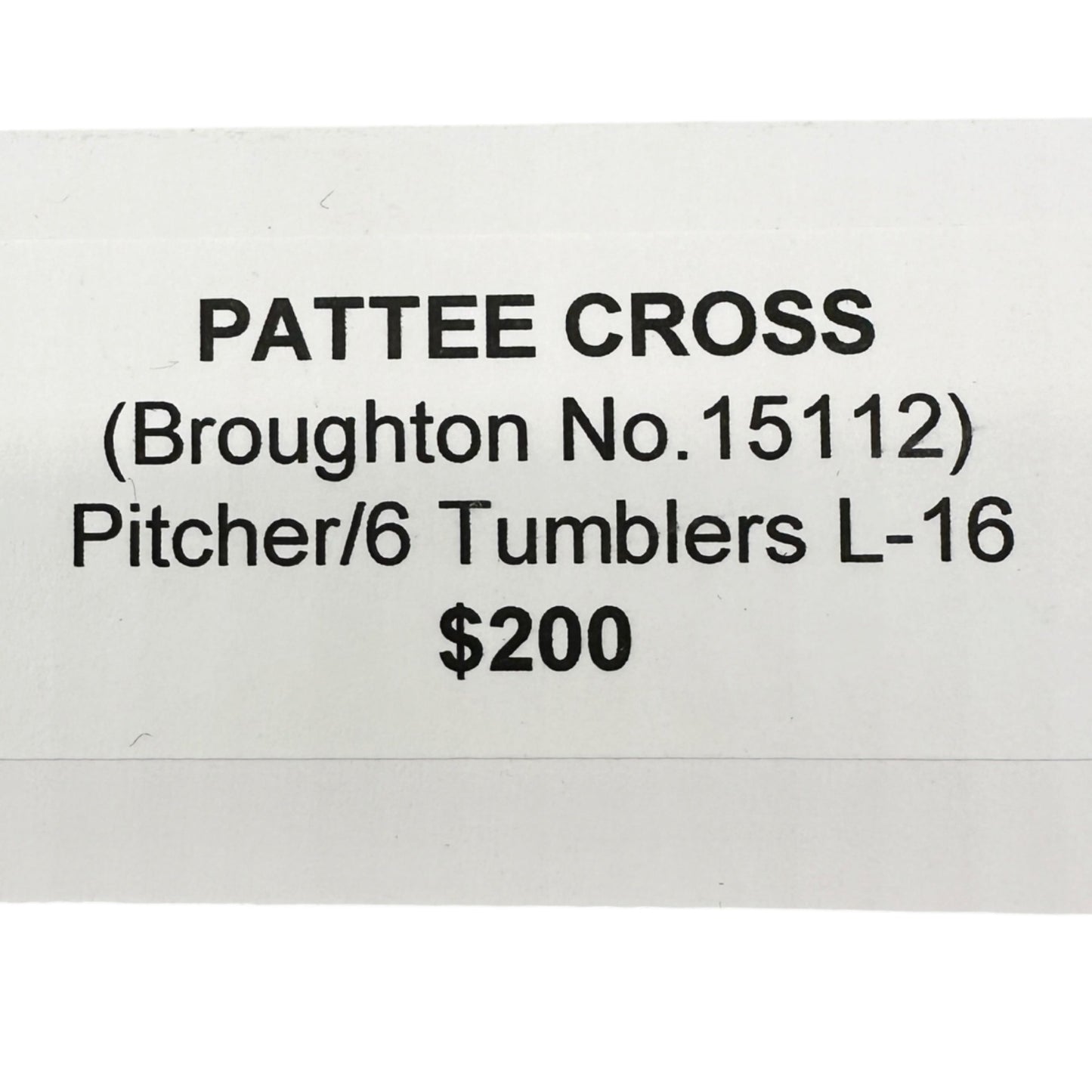 Pattee Cross Glass Pitcher 6 Tumblers Broughton No.15112 Childrens Tableware Set